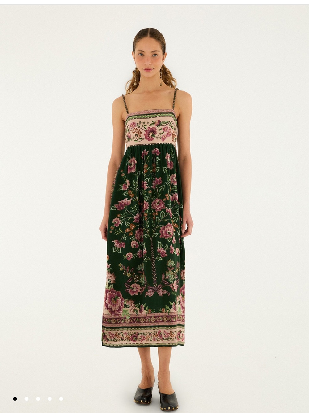 BNWT FARM Rio Pink Green Floral Strapless Midi Dress Size Small